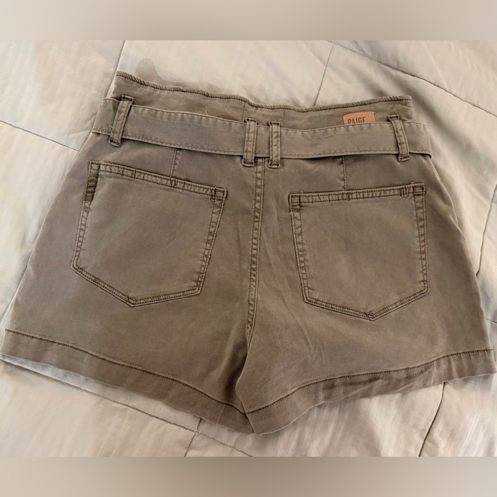 PAIGE High Waist Tan Belted Shorts - Picture 2 of 5